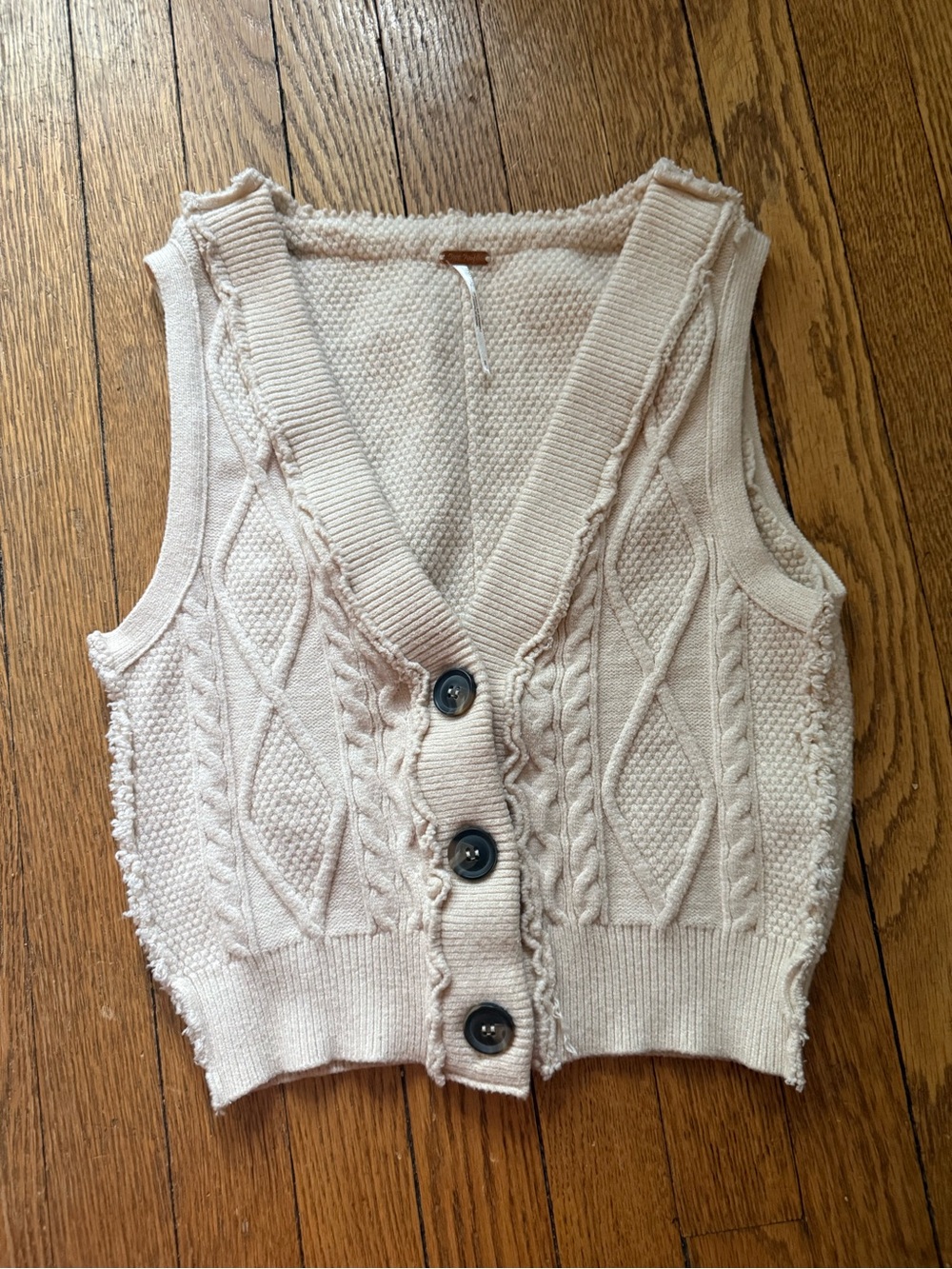 Free People Denson Cable Knit Cropped Sweater Vest - Size Small